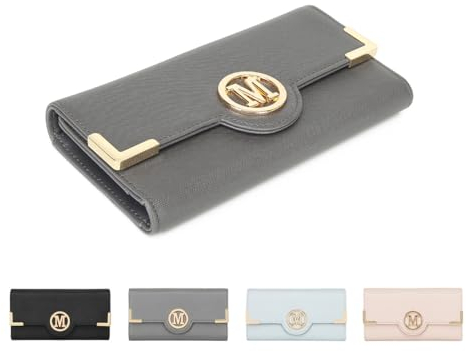 Miss Lulu Damen Geldbörse Lange Portemonnaie Damen PU Leder Elegante Brieftasche Kartenfächer Geldbörse mit Mehreren Kartenfächern, Mehrfarbig mit Handyfach