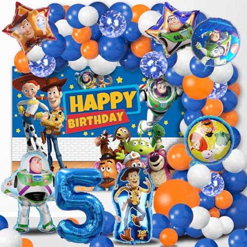 75 Stück Story Geburtstag Deko 5 Jahre, Story Luftballon Geburtstag 5, Story Hintergrund, Happy Birthday Girlande Story, Story Folienballon, Luftballon Girlande Für Geburtstagsdeko Kinder