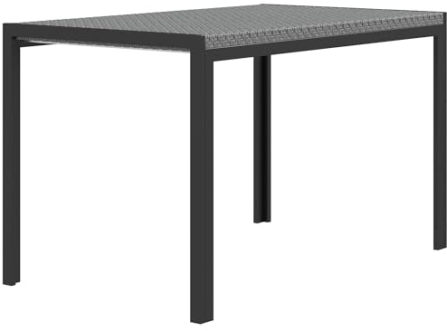 Outsunny Rechteckiger Gartentisch, Esstisch für 4 Personen aus Metall und PE-Geflecht-Harzplatte mit Rattan-Effekt, ABM. 120L x 70l x 72H cm grau