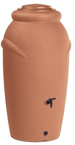 Annastore Regentonne 210 Liter im Stil Einer Amphore H 118 cm - Regenfass Frostsicher und UV Beständig - Regenfass - Regenwassertonne - Regenwassertank - Regenwassersammler Farbe Terrakotta