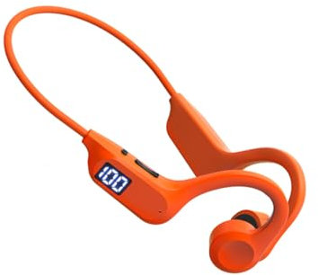 Sjpaa Cuffie di conduzione ossea con ipx45 Sudore, Afferido Sportivo Wireless Bluetooth 5.3 con Microfono, Bass Profondo HiFi, Cuffie Auricolari Aperte per la Palestra per Il Ciclismo,Arancia