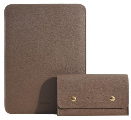 Yesmornsis PU-Leder Gepolsterte Laptophülle 14 Zoll Kompatibel mit 2024 MacBook Pro 14,Surface Laptop 13.5, Alter MacBook Pro 13 Retina mit Ladegerät-Tasche Farbe Kaffee