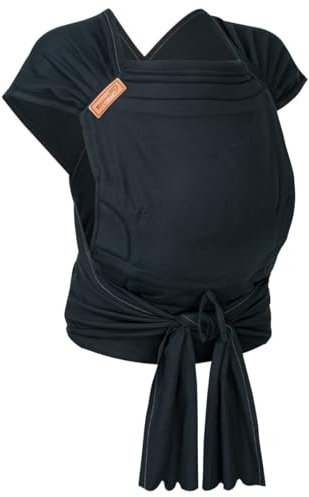 Hoppediz Hop-Tye Advanced - 4-in-1 Babytrage für Neugeborene ab Geburt - Halfbuckle Tragehilfe mit Tuchträgern - mitwachsend bis 20 kg - Design all black