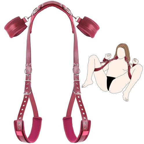 Sex Spielzeug für Die Paare Extrem Hart BDSM Bondage - Offenes Bein Fesseln Handschellen für Sexspiele, Sex Toys Bondageset Fessel Set Anfänger (Rot)