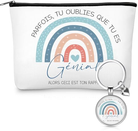 Weewooday Cadeau de Motivation pour Départ Collègue Merci Noël | Trousse de Maquillage, Porte-Clés Arc-en-Ciel, Cadeau d'Encouragement, Cadeau pour Collègue de Travail