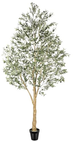 Realead Artificial Olive Tree 10 Feet with Thick Trunk & Realistic Leaves | Large Olive Trees Artificial Indoor with Natural Trunk, Sturdy Base - 10ft Tall Fake Olive Tree for Modern Home Office Decor