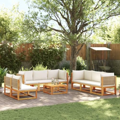 LAPOOH Set de sofás de jardín con Cojines 9 pzas Madera Maciza Acacia, Conjunto Jardin Exterior, Muebles Jardin Exterior, Mueble Terraza, Set De Jardin Exterior, Juegos De Terraza - 3278926