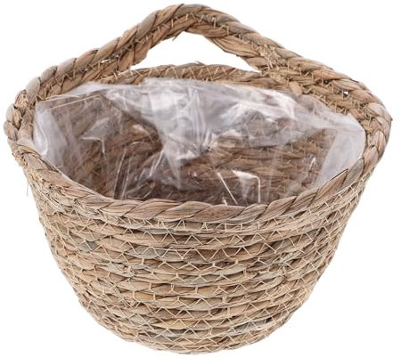 KITANDOVE canasta de plantas cestas colgantes para plantas aire cesto de ropa de algas marinas cesta de mimbre para plantas cesta de mimbre de ratán cesta de almacenamiento Brown