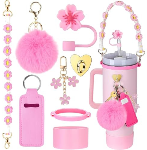 TJYAEKLTD Accessori Compatible with Stanley Cup, auslaufsichere Silikonstopfen,2 Stück Strohdeckel (rose)