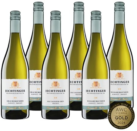 Jechtinger Weißwein Probier-Paket - Grauburgunder, Weißburgunder & Souvignier Gris je 2 Flaschen, frisch & fruchtig, deutsche Weißweine vom Kaiserstuhl (6 x 0,75l)