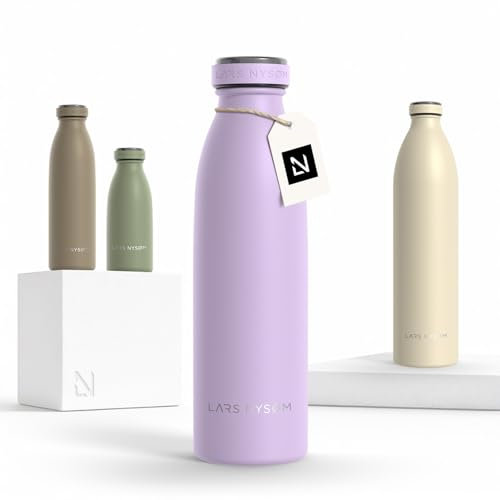 LARS NYSØM Edelstahl Trinkflasche 350ml, 500ml, 750ml, 1L, 1 5 liter | Thermosflasche Kohlensäure geeignet | Auslaufsichere Wasserflasche für Sport, Outdoor, Schule (Lavender Purple, 500ml)