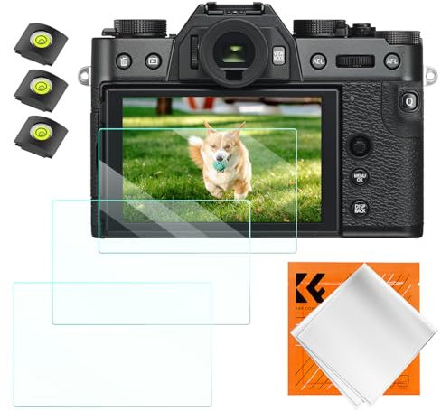 K&F Concept Set Accessori Compatibile con Fotocamera Fujifilm X-T30 X-T30 II con 3 Pellicole Protettive per Schermo + 3 Livelle a Bolla Hot Shoe + 1 Panno di Pulizia, Senza bolle d'aria Antigraffio