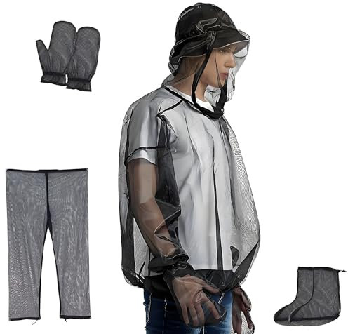 Qashflo Ultra-Fine Mesh No Bite Insektenschutz SafariKleidung Moskito Stichfeste Mückenschutz Kleidung Mückenschutz Outdoor Schutzanzug Anzug Moskitoschutz Jacke Kleidung
