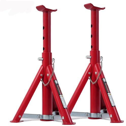 AUTOXBERT Cavalletto di supporto, 2 pezzi, regolabile in altezza, supporto pieghevole da 277 – 365 mm, rosso