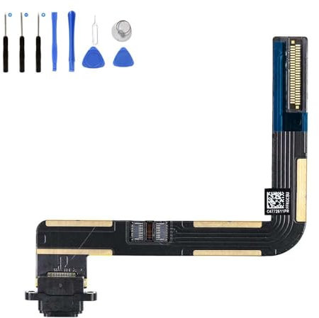 Eutoping USB Ladebuchse für Apple iPad 5 A1822 A1823 Schwarz Dock Connector Charger Board Flex Kabel Montage Ersatz mit Werkzeug