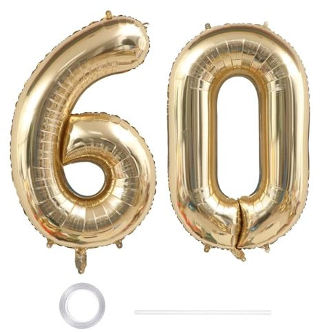 GoldRock XXL Luftballon 60 Geburtstag Deko Weißgold, 40 Zoll Ballon Deko 60 Geburtstag Frau Mann, Zahlen Luftballons Geburtstage 60, Geburtstagsdeko 60 Jahre,Folienballon 60 für Jubiläum,60 Luftballon