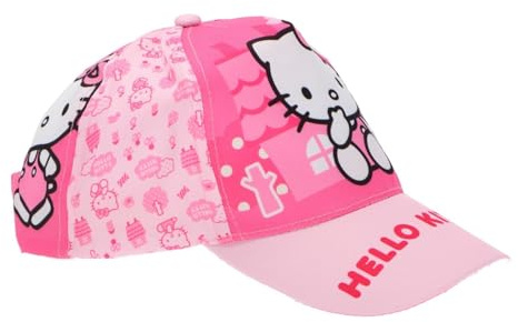 Hello Kitty Mädchen Basecap (Gr. 53) – Kappe in Rosa mit breiter Krempe & verstellbarem Klettverschluss – UV-Sonnenschutz & 100% Polyester, Farbe: Bunt, Bekleidungsgröße: 53