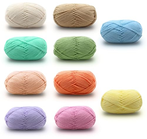Häkelgarn, 10 Stück 50g Strickwolle Handstrickgarn, Acrylgarn Set, Hand Knitting Yarn Set, Häkelgarn für Anfänger, für Häkeln, Stricken und Handwerk(10 Farben)