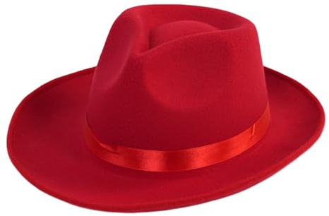 UPSTORE Fedora-Hut mit breiter Krempe und Satinband, weicher Filz, Panama-Hut für Damen und Herren