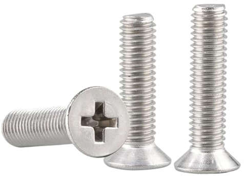 20 Stück M3.5 Edelstahl-Senkkopfschrauben mit flachem Kopf und Kreuzschlitz (Silber, 20Pcs-M3.5x20 mm)