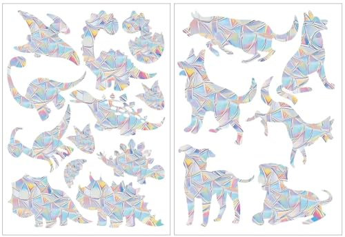 18 Stück Prism-Fenster-Abziehbilder PVC Anti-Kollisions-Aufkleber Vogelschutz Regenbogen Fensterfolie Kreisförmig Sonnenfänger Sticker Dekoration für Stoppt Vögel Türfenster Esszimmer Schlafzimmer