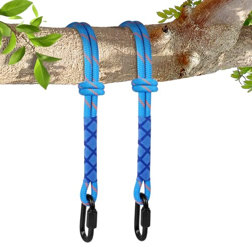 Vicloon 2Pcs Sangle de Suspension pour Hamac, 1.5M Corde de Balançoire Hamac Réglable avec Crochet, Jusqu'à 440 lbs, 10mm Diamètre, pour l'alpinisme en Plein Air Sauvetage d'urgence Accessoires (Bleu)