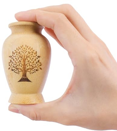 Kleine Urnen für Asche, Asche, Holzurne, kleine Urne für Erwachsene, Andenken, männlich, weiblich, Haustier, Hund, Katze, Asche (Baum des Lebens, 1 Stück)