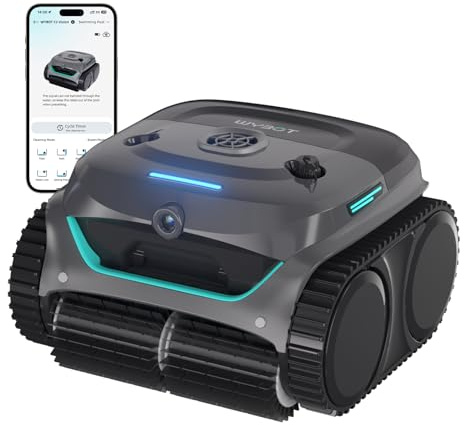 WYBOT (Modello) Robot Piscina C2 Vision-A Wireless con videocamera AI, Filtro Ultrafine, Forte aspirazione, Pulizia Fondo/pareti e Linea d’Acqua, per Piscine Fuori Terra – Blu verdastro