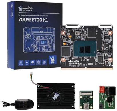 youyeetoo K1 – Intel N100 x86 Single Board Computer, Windows 10/11 Linux Mini PC, 4K Dual Media Server, 2x Gbe RJ45, M.2 2280 NVMe/SATA 3.0 SSD, scheda Dev per AI IoT Edge (kit SOM, 8 + 128 GB)