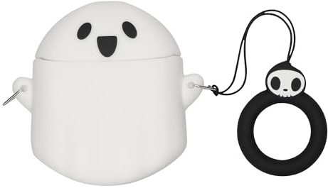 kwmobile Design Schutzhülle für Google Pixel Buds Pro 2 Hülle - TPU Silikon Case für Kopfhörer Ladecase - stoßfestes Cover mit Karabiner - Weiß Schwarz