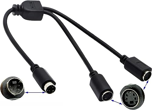 zdyCGTime cavo splitter S-Video 4 pin Mini DIN Y a 4 pin Mini DIN S-Video maschio a 2 femmine, cavo adattatore di prolunga per cavo SVHS/S-Video (28 cm)