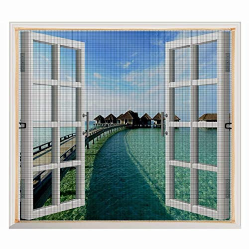 Copechilla Mosquitera Ventana 1.3m x 1.5m Gris,con Correa Adhesivo,fácil instala y Puede Lavar y Duradero,para Interior,Exterior,plástico,Madera,Aluminio de la Ventana