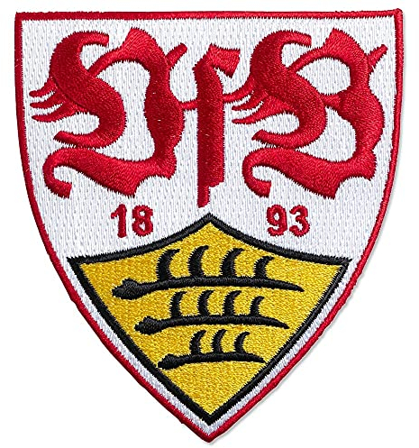 VfB Stuttgart Aufnäher - Wappen 8 x 9 cm - Patch, Aufbügler - Plus Lesezeichen Wir lieben Fußball