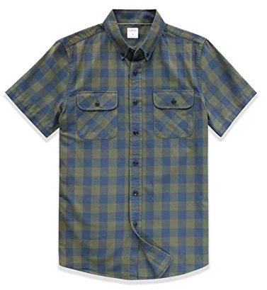 Dubinik® Chemise Homme Manches Courtes Carreaux Manche Courte Décontractée en Coton avec Poche Western Regular Fit