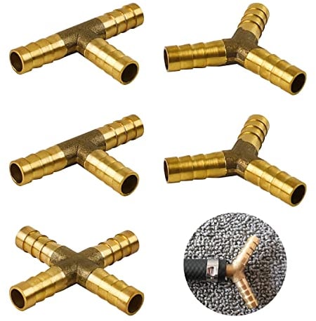 WJUAN 5 Stück T-Y-X Kraftstoffschlauch 8mm, Vollkupfer verdickt Schlauchverbinder, Benzinschlauch fur Wasser Verteiler Druckluftverteiler