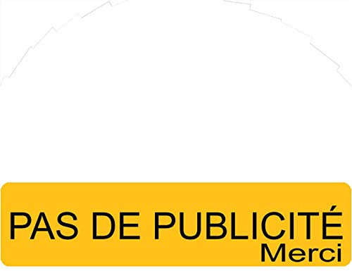 Plaque PAS DE PUBLICITÉ MERCI Adhésive PVC Pour Boîte Aux Lettres - Plaque Stop Pub - 8 cm x 2 cm - 21 Couleurs Disponibles (Jaune)