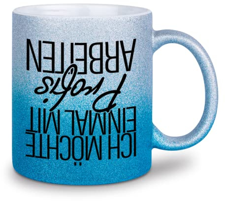 glitzertassen.de® | Einmal mit Profis arbeiten | Tasse mit Glitzer | Geschenkidee (Silberblau)