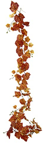 Flair Flower Girlande AST Weinrebe Dekorieren Hotel Basteln Hängende Rebe Blätter Weinblätter Kunstblumen Hochzeit Party Garten Dekorationen Wanddekoration,194429GOR,Gelb/Orange,180x16x8cm