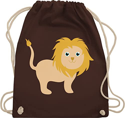 Turnbeutel Rucksack - Taschen - Süßer Löwe - Unisize - Braun - stofftasche turnsackerl jungen kindergarten kinderturnbeutel stoffbeutel kita bags wechselbeutel baumwolle beutel wechselkleidung