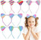 Candygirl 8 Pièces 0.5CM Serre Tete Chat Fille Serre-tête d’Oreilles de Chat Arc-en-ciel Bandeaux Paillettes Femme Enfant Cheveux Accessoires pour Halloween Carnaval