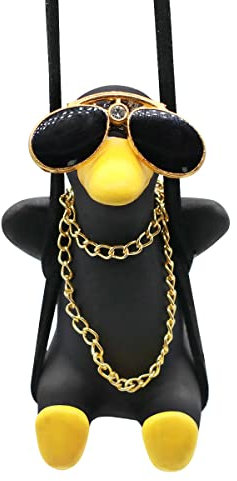VicBou Schwingende Ente Auto Hängend Ornament,Swinging Duck, Schwingende Ente, Dekor Rückspiegel Zubehör, für Autospiegel Auto Innendekoration Zubehör Lustige Geschenke (Schwarz)