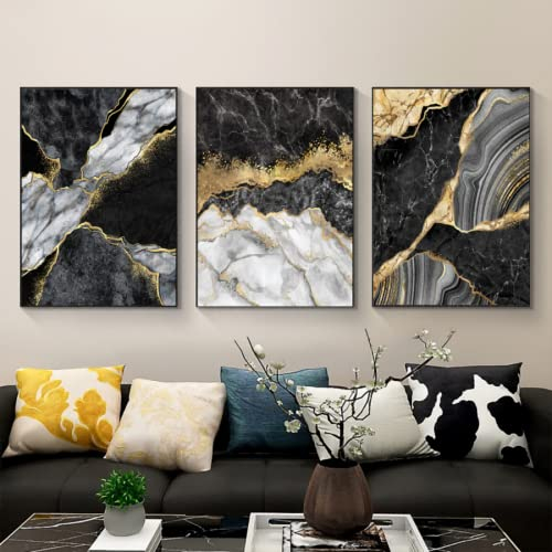 WADBTP Islamische Leinwand Bilder,Islamic Leinwand Malerei,Marble Background Allah Islamic Arabic Calligraphy Poster,Wohnzimmer Schlafzimmer Home Decor - Ohne Rahmen (Marmor A,3pcs-50 x 70 cm)