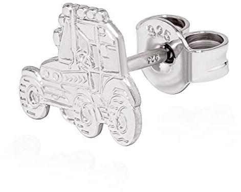 NKlaus Einzel Ohrstecker Traktor 10x8mm 925 Silber Ohrring teilmatt Ohrschmuck rhod. 13774