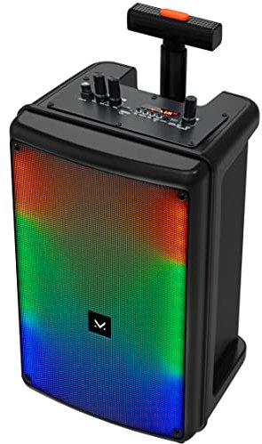 Majestic FLAME T8 – Trolley bluetooth, 6 effetti luci LED, ingressi USB/SD/AUX-IN/MIC, Telecomando, Batteria ricaricabile, funzione TWS, Impugnatura e ruote per il trasporto