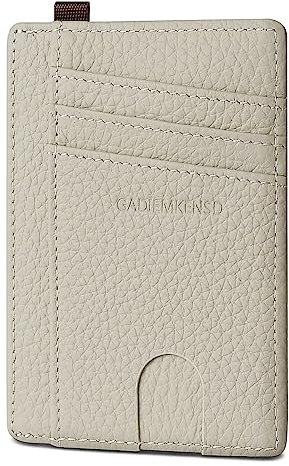GADIEMKENSD Slim Wallet Minimalist Credit Card Holder RFID Blocking Genuine Leather Compact Size Card Case for Women Men Purse with D-Shackle Llaveros De Hombre Exemption Card Set Light Grey