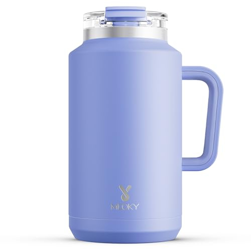 Meoky 50 oz Tumbler with Handle, Stainless Steel Vacuum Insulated Tumbler with Lid and Straw, Keeps Cold for 36 Hours, 100% Leak-proof, BPA-Free (Lilac)