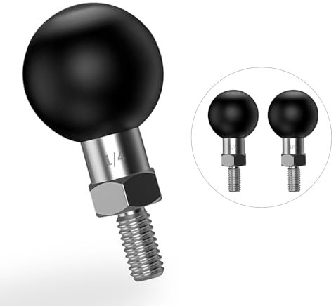 iHYTOON 2 Pack 1 Ball Adapter with 1/4-20 Threaded Post for Action Camera and Camcorder Compatible with RAM Mounts B Size Double Socket Arm Ball Mount (1/4-20, 2Pack)