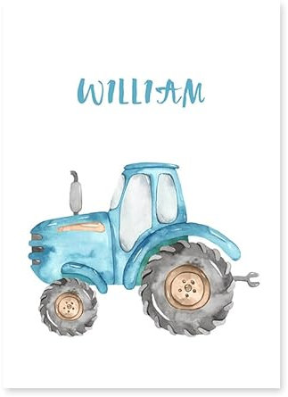 HLSHOE Personalisierte Name Traktor Jungen Leinwand Malerei Poster und Drucke Geschenk Wand Kunst Bilder for Baby Zimmer Home Dekorationen (Color : 3, Size : 60x80 cm no Frame)