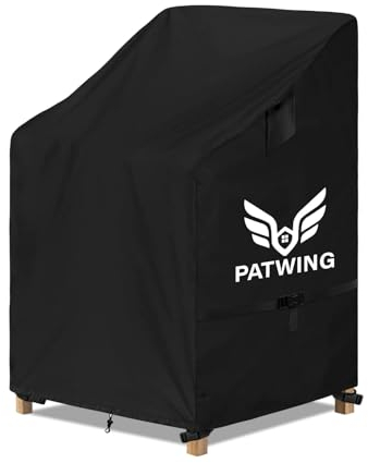 PATWING Housse Chaise Jardin, 600D Oxford Imperméable Housse pour Fauteuil, Coupe-Vent, Anti-UV avec Grilles D'aération Housse de Protection, pour Fauteuil Empilables (65x75x85/125cm)
