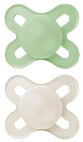 MAM Original Start Beruhigungssauger 0-2 Monate (2er-Set) MAM Schnuller 0-2 Monate mit kiefergerechtem Sauger aus Kautschuk, 2er Set Babyzubehör mit Sterilisator-Schnullerhalter, grün/neutral